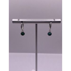 Green Matte Swirl Sphere Twist Hoop Earrings